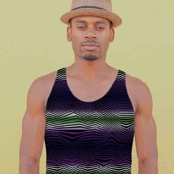 65 MCMLXV Men's Geometric Gradient Wave Tank Top - 65mcmlxv