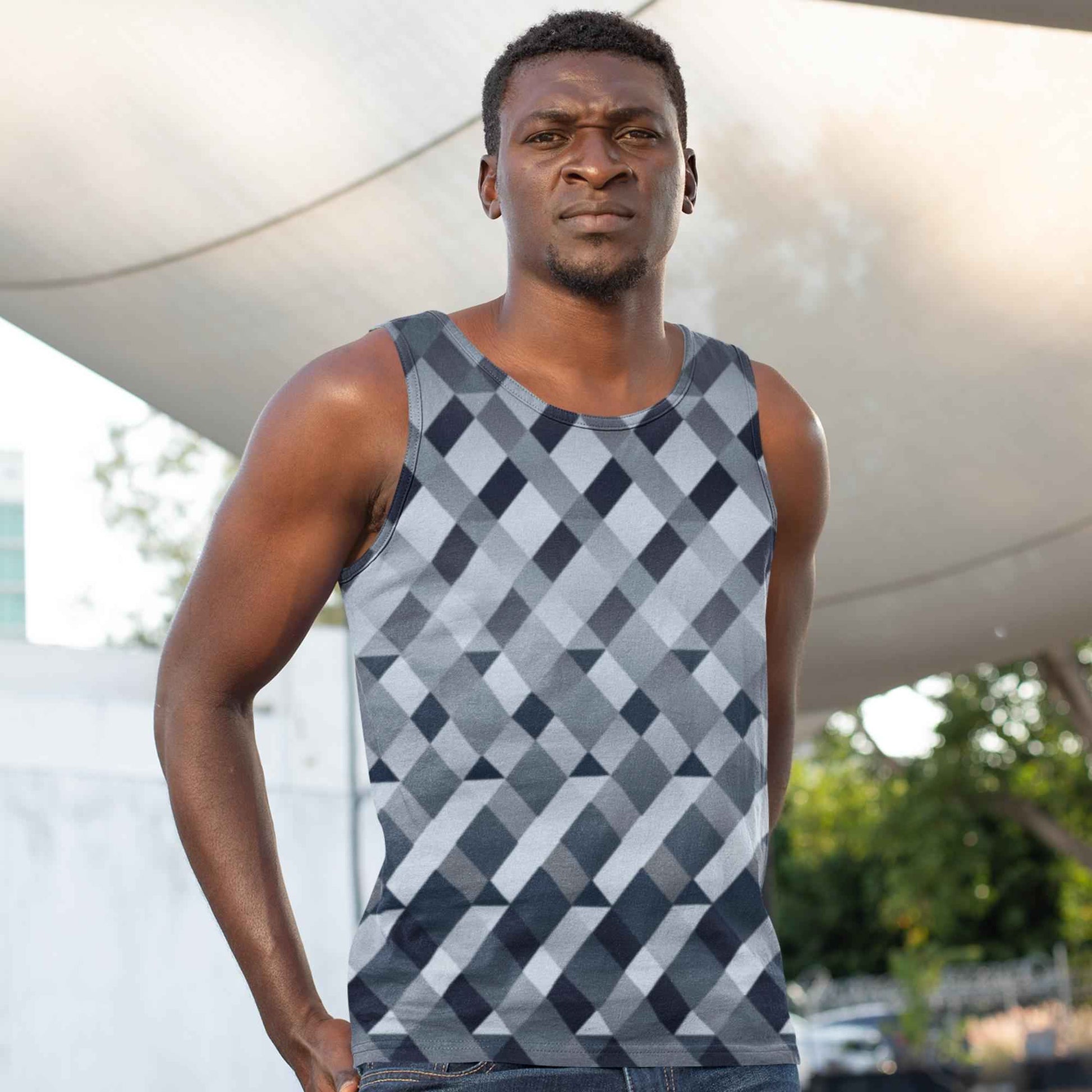 65 MCMLXV Men's Gradient Geometric Diamonds Tank Top