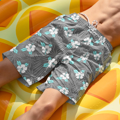 65 MCMLXV Men's Hibiscus Tropical Print Swim Trunk - 65mcmlxv