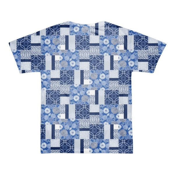 65 MCMLXV Men's Indigo Patchwork Print T-Shirt - 65mcmlxv