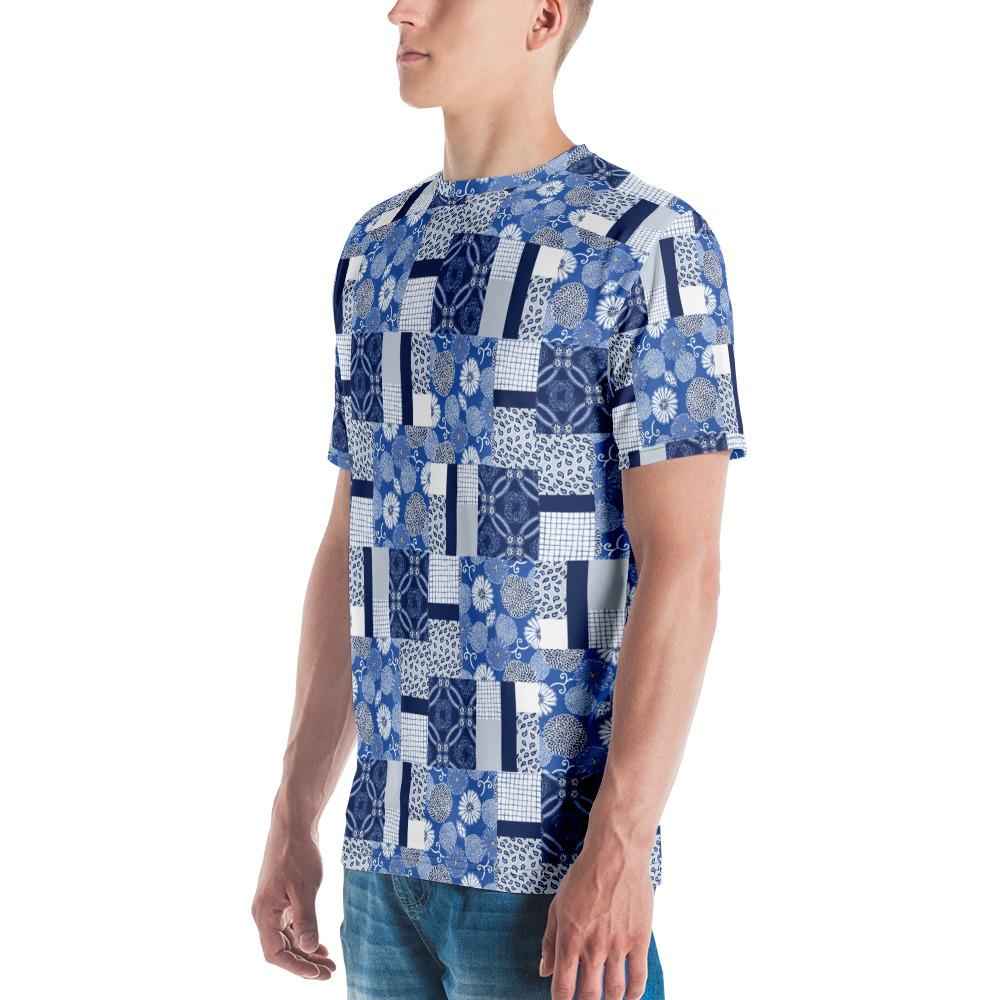 65 MCMLXV Men's Indigo Patchwork Print T-Shirt