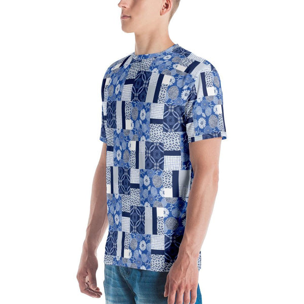 65 MCMLXV Men's Indigo Patchwork Print T-Shirt - 65mcmlxv