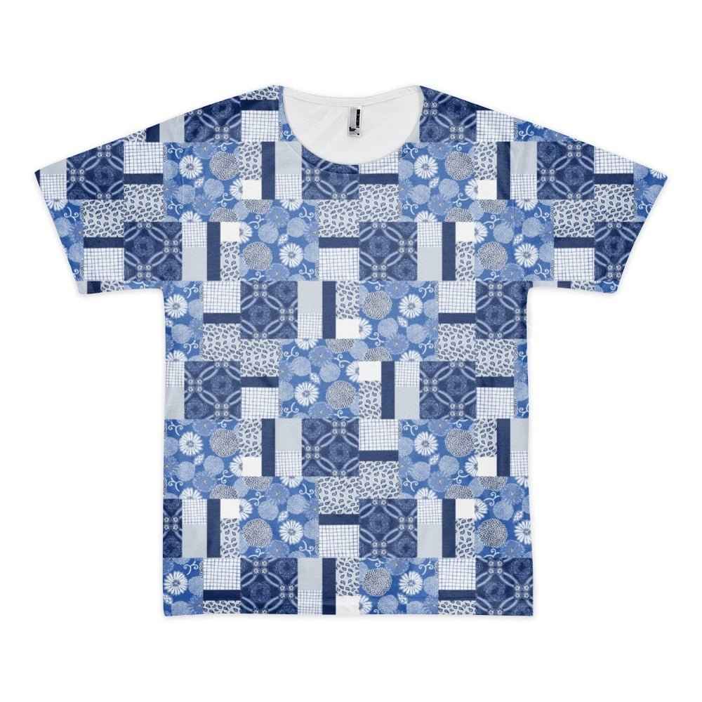 65 MCMLXV Men's Indigo Patchwork Print T-Shirt