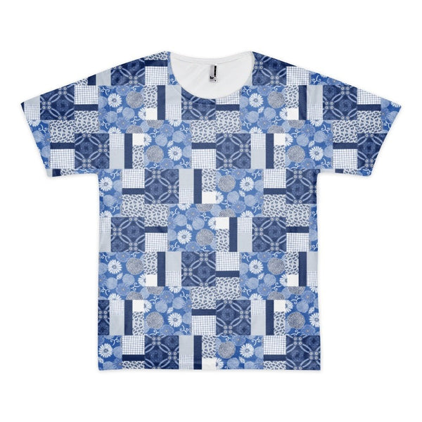 65 MCMLXV Men's Indigo Patchwork Print T-Shirt - 65mcmlxv
