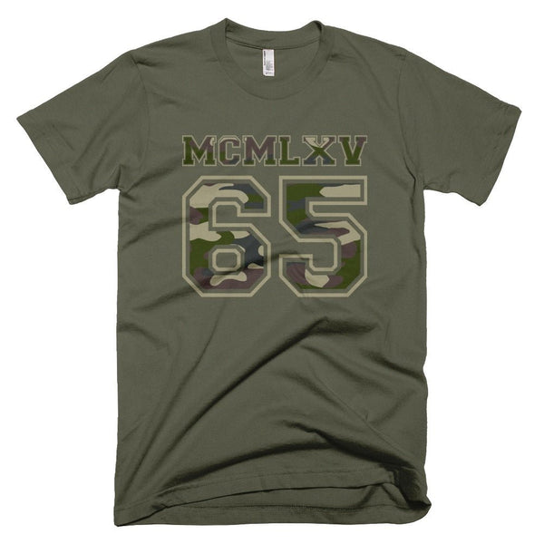 65 MCMLXV Men's Jungle Camouflage Varsity Logo Graphic T-Shirt - 65mcmlxv