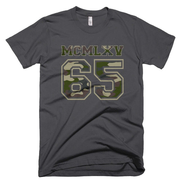 65 MCMLXV Men's Jungle Camouflage Varsity Logo Graphic T-Shirt - 65mcmlxv