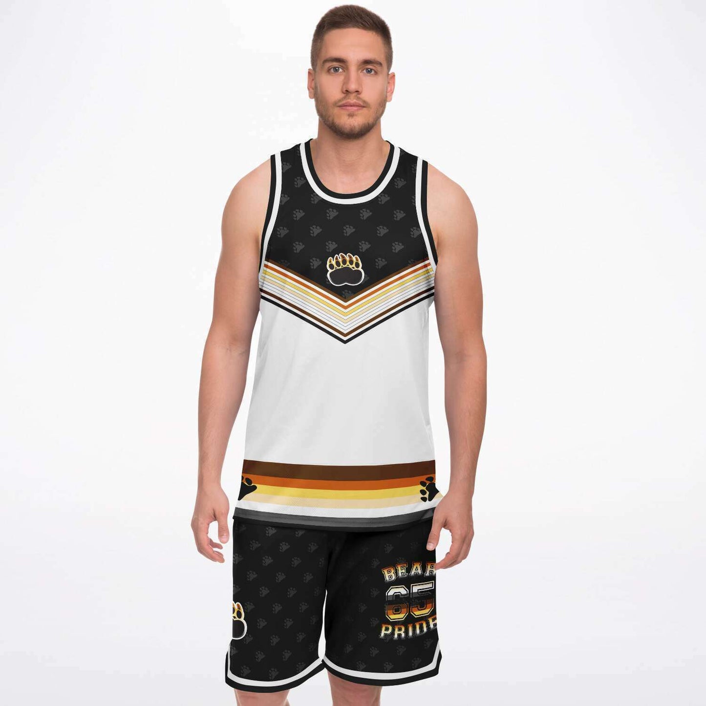 65 MCMLXV Men's LGBT Bear Pride Basketball Jersey Top and Short Set - 65mcmlxv