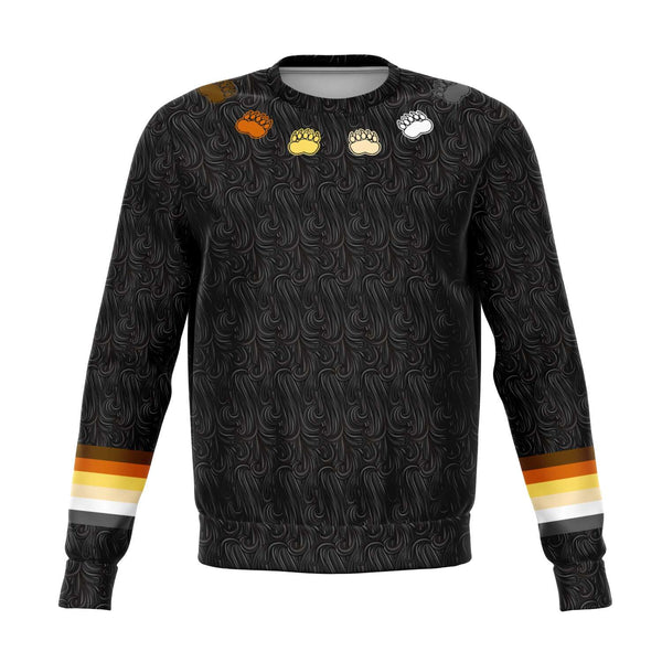 65 MCMLXV Men's LGBT Bear Pride Flag Paws Fur Print Sweatshirt Jumper - 65mcmlxv