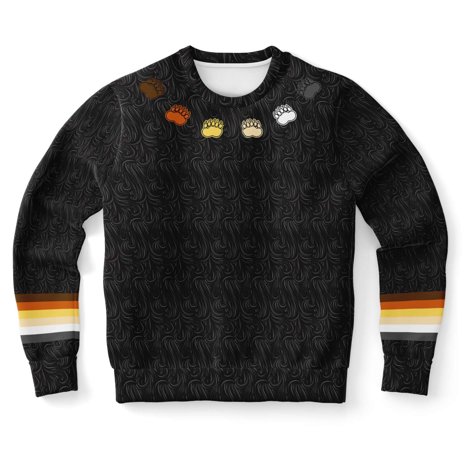 65 MCMLXV Men's LGBT Bear Pride Flag Paws Fur Print Sweatshirt Jumper - 65mcmlxv