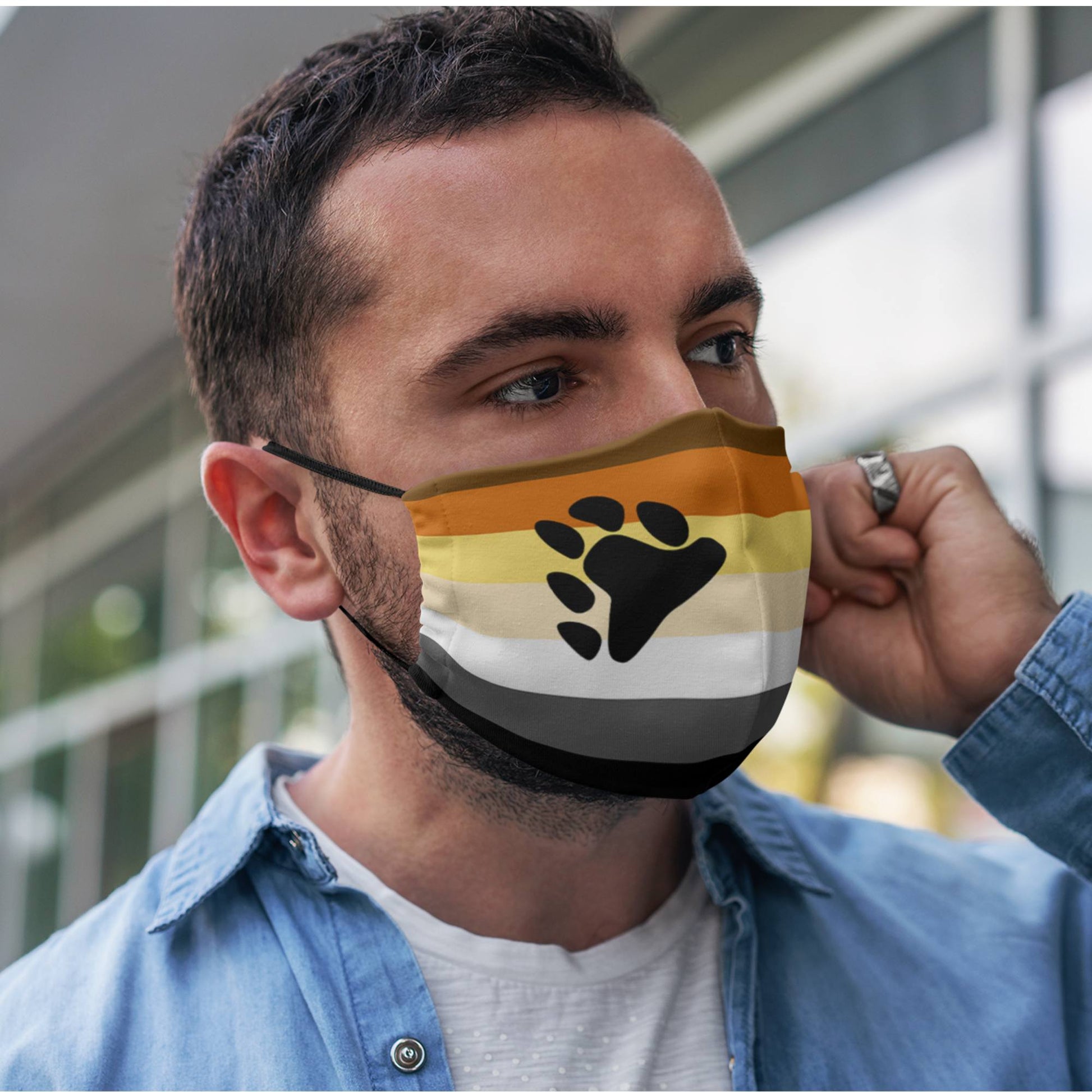 65 MCMLXV Men's LGBT Bear Pride Flag Print 2 Layer Reusable Face Mask - 65mcmlxv