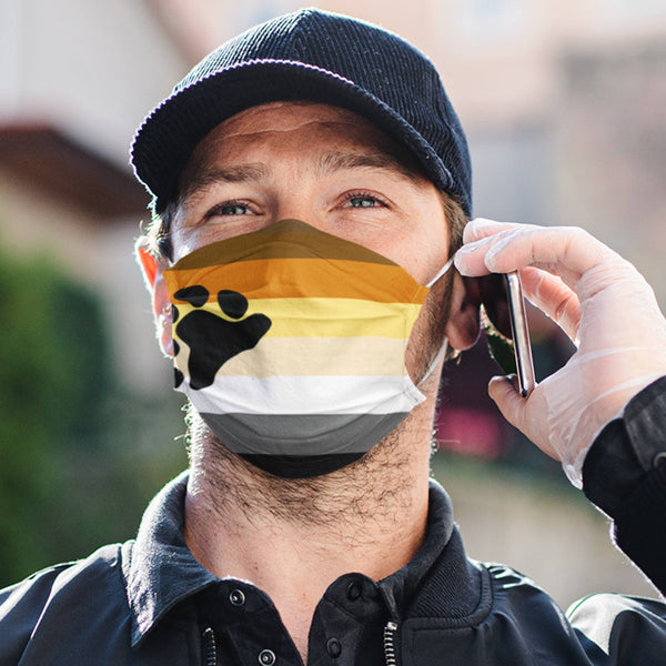 65 MCMLXV Men's LGBT Bear Pride Flag Print 2 Layer Reusable Face Mask - 65mcmlxv