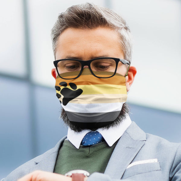 65 MCMLXV Men's LGBT Bear Pride Flag Print 2 Layer Reusable Face Mask - 65mcmlxv