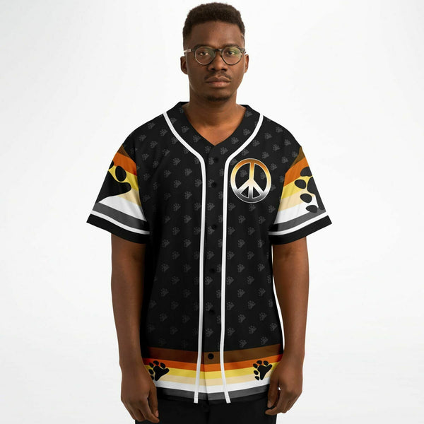 65 MCMLXV Men's LGBT Bear Pride Flag Print Baseball Jersey - 65mcmlxv