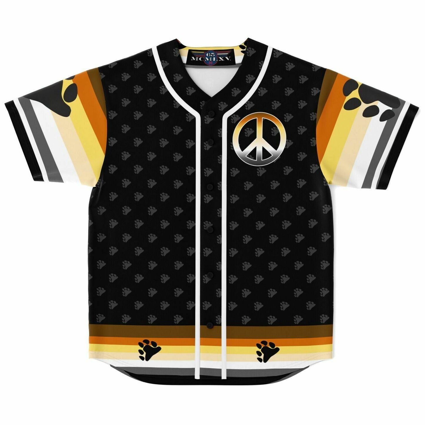 65 MCMLXV Men's LGBT Bear Pride Flag Print Baseball Jersey - 65mcmlxv