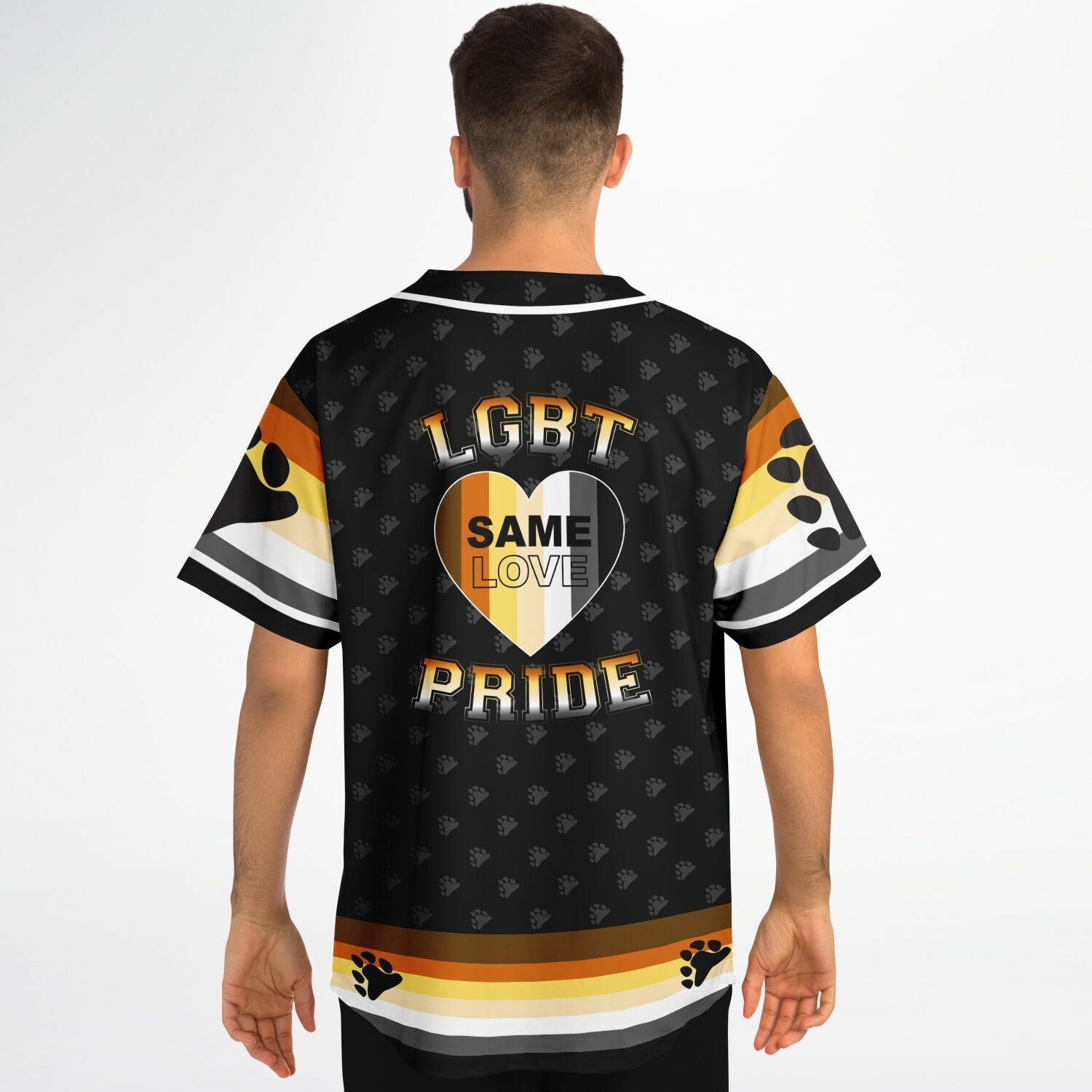 65 MCMLXV Men's LGBT Bear Pride Flag Print Baseball Jersey - 65mcmlxv