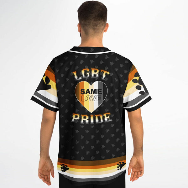 65 MCMLXV Men's LGBT Bear Pride Flag Print Baseball Jersey - 65mcmlxv
