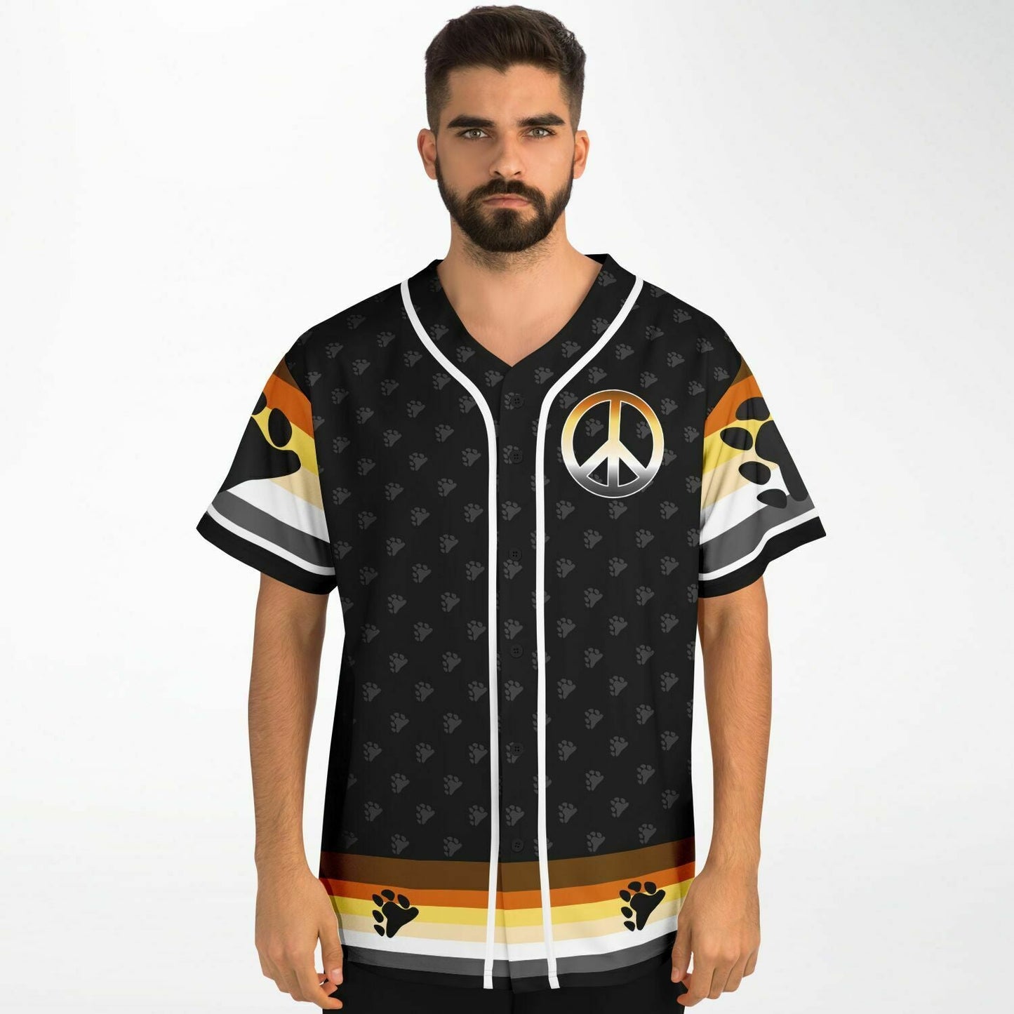 65 MCMLXV Men's LGBT Bear Pride Flag Print Baseball Jersey - 65mcmlxv