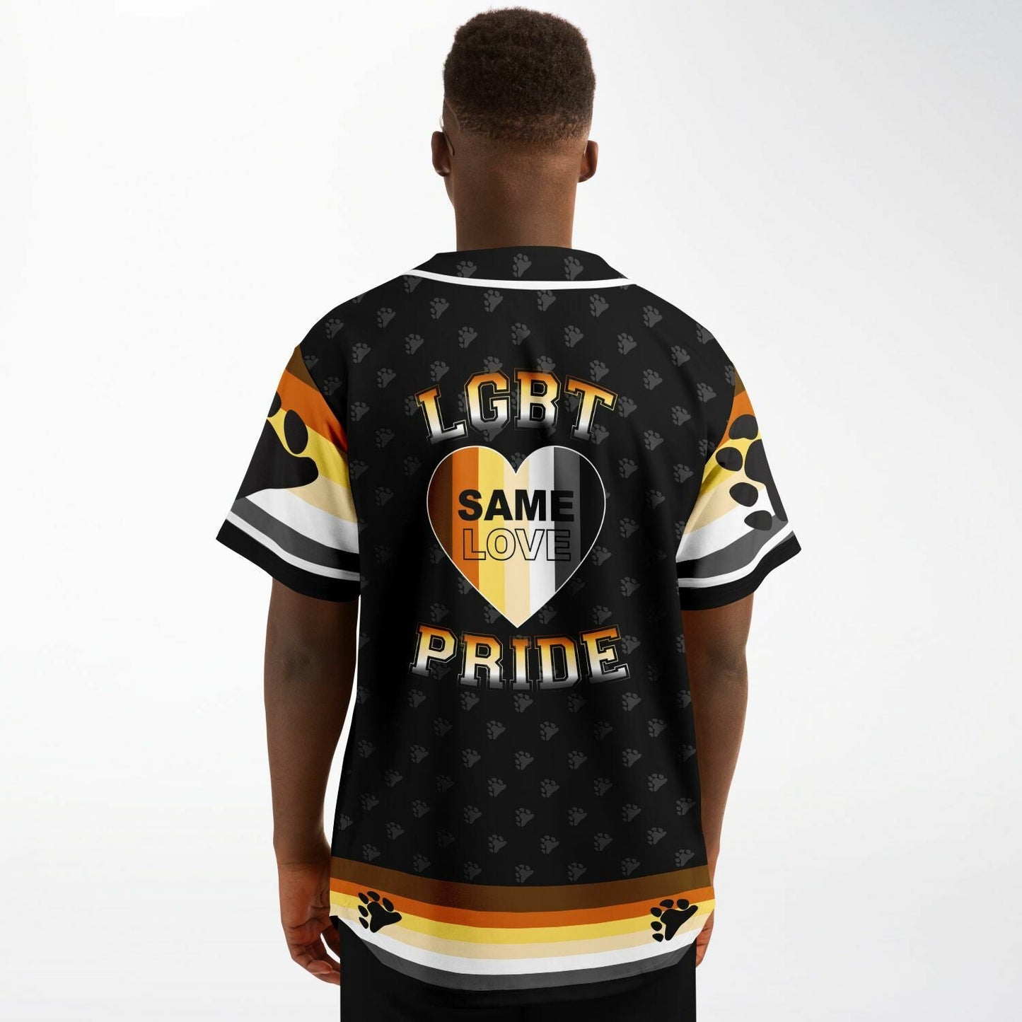 65 MCMLXV Men's LGBT Bear Pride Flag Print Baseball Jersey - 65mcmlxv