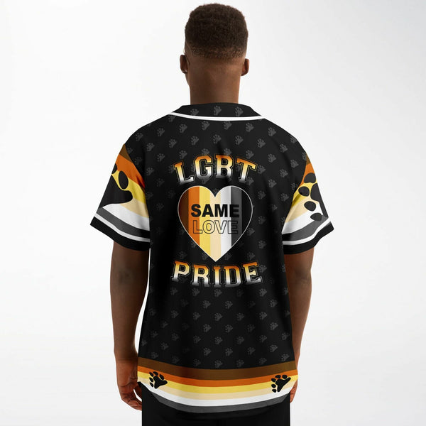 65 MCMLXV Men's LGBT Bear Pride Flag Print Baseball Jersey - 65mcmlxv