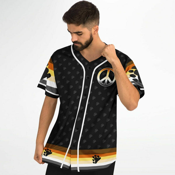 65 MCMLXV Men's LGBT Bear Pride Flag Print Baseball Jersey - 65mcmlxv