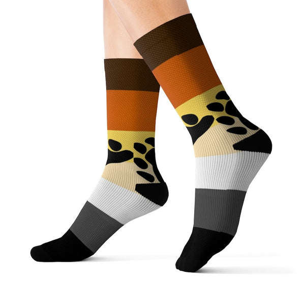 65 MCMLXV Men's LGBT Bear Pride Flag Print Socks - 65mcmlxv