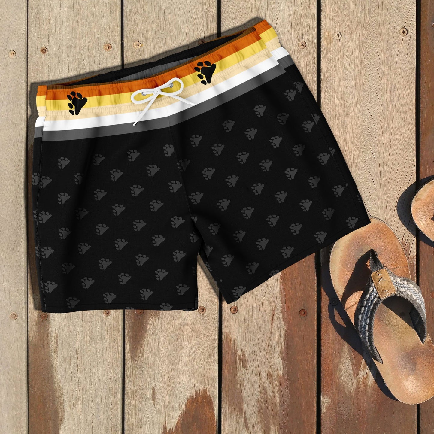 65 MCMLXV Men's LGBT Bear Pride Flag Print Swim Trunk - 65mcmlxv