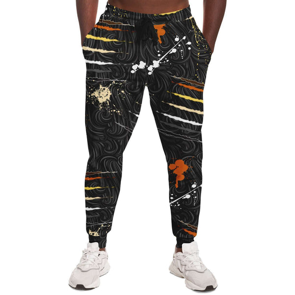 65 MCMLXV Men's LGBT Bear Pride Flag Scratches and Splatter Fur Print Jogger Pant - 65mcmlxv