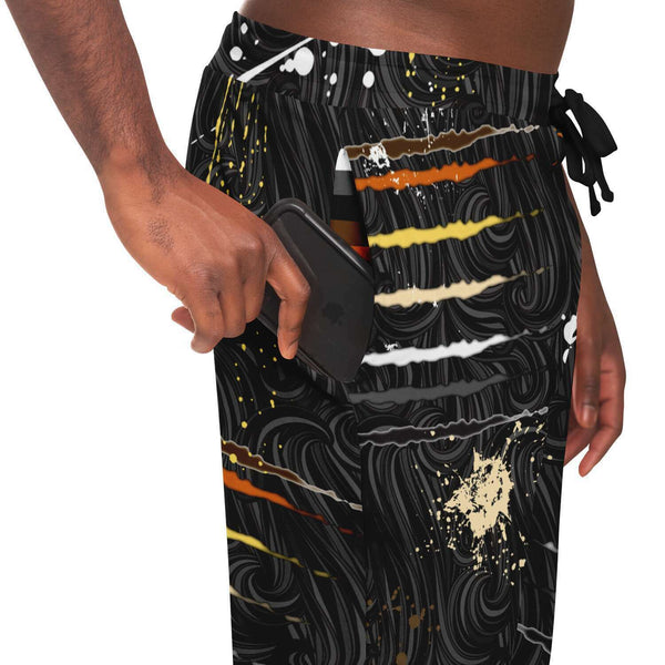 65 MCMLXV Men's LGBT Bear Pride Flag Scratches and Splatter Fur Print Jogger Pant - 65mcmlxv