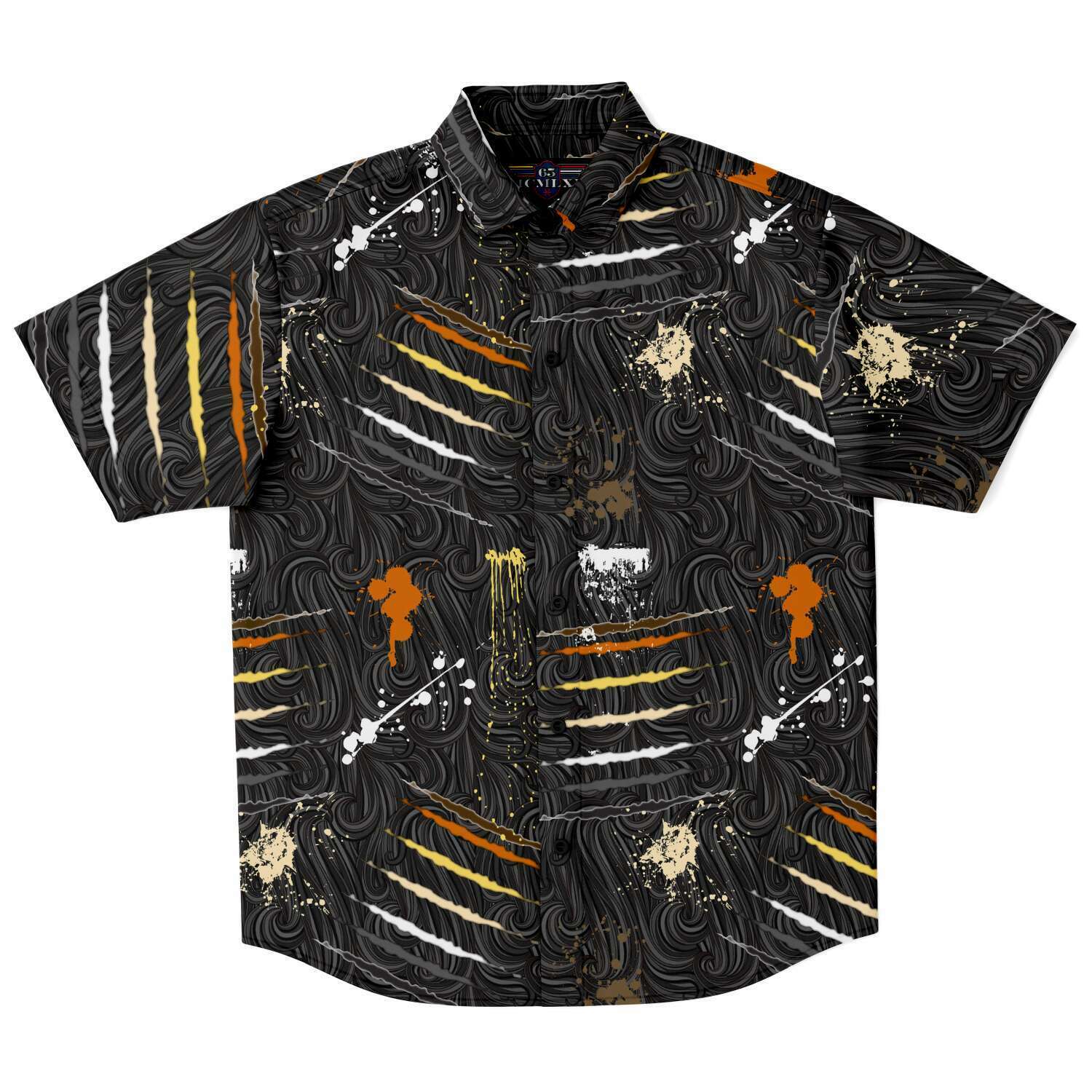 65 MCMLXV Men's LGBT Bear Pride Flag Scratches and Splatter Fur Print Shirt - 65mcmlxv