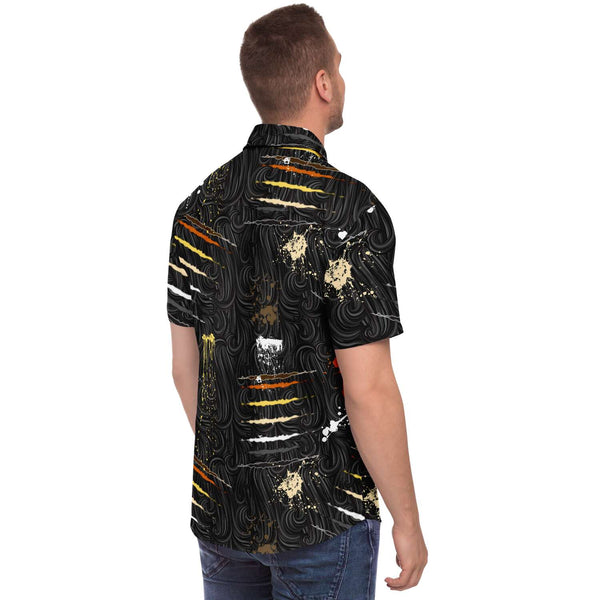 65 MCMLXV Men's LGBT Bear Pride Flag Scratches and Splatter Fur Print Shirt - 65mcmlxv