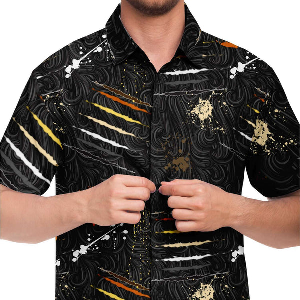 65 MCMLXV Men's LGBT Bear Pride Flag Scratches and Splatter Fur Print Shirt - 65mcmlxv