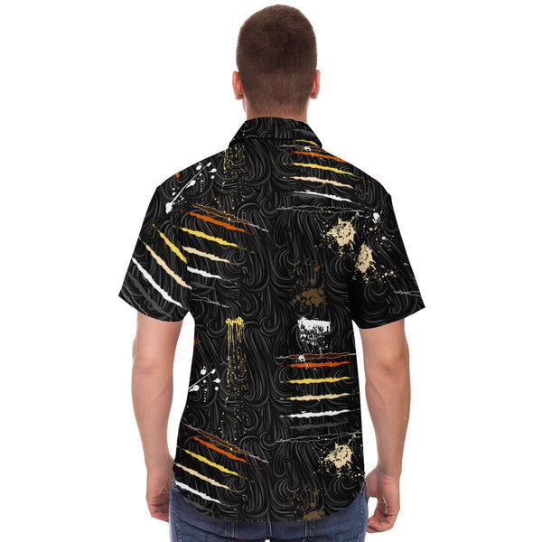 65 MCMLXV Men's LGBT Bear Pride Flag Scratches and Splatter Fur Print Shirt - 65mcmlxv