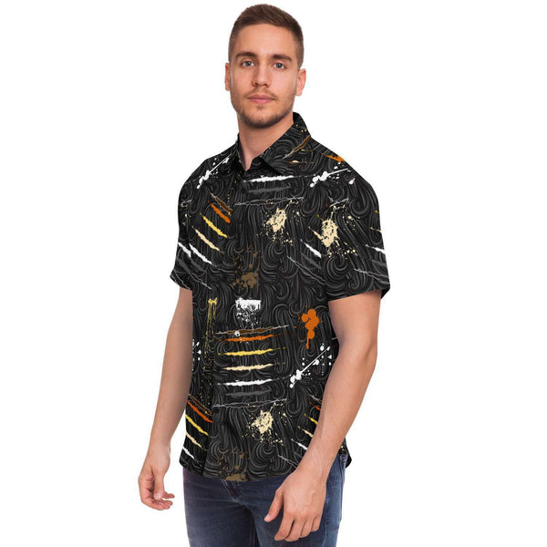 65 MCMLXV Men's LGBT Bear Pride Flag Scratches and Splatter Fur Print Shirt - 65mcmlxv