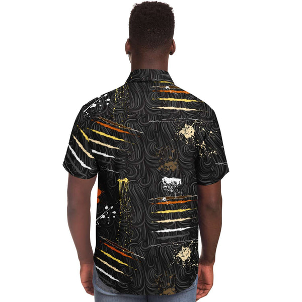 65 MCMLXV Men's LGBT Bear Pride Flag Scratches and Splatter Fur Print Shirt - 65mcmlxv