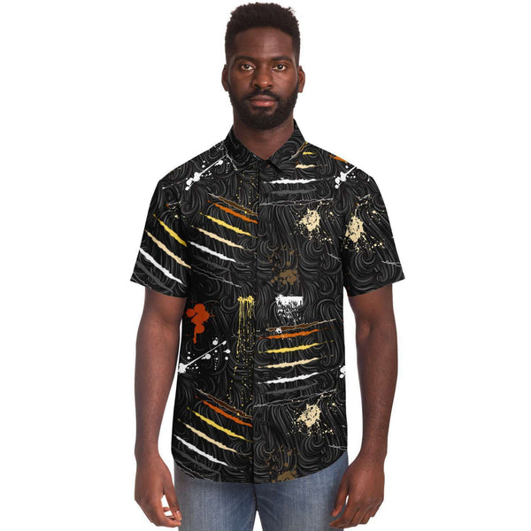 65 MCMLXV Men's LGBT Bear Pride Flag Scratches and Splatter Fur Print Shirt - 65mcmlxv