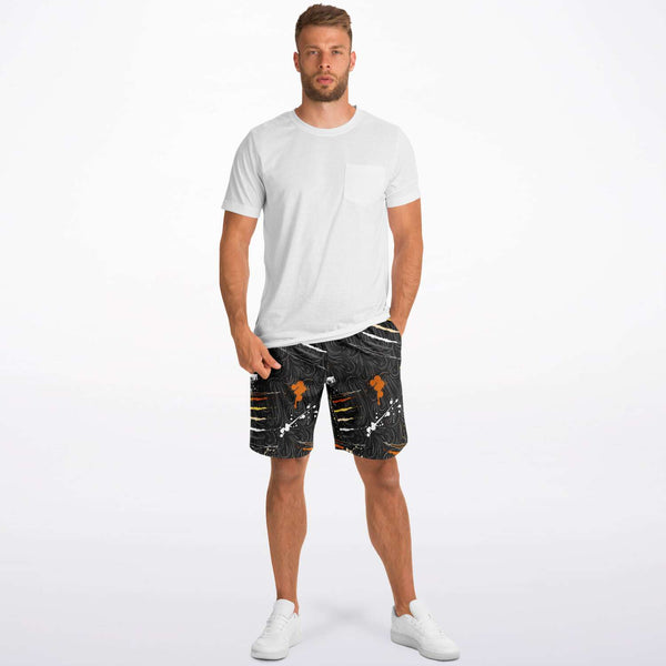 65 MCMLXV Men's LGBT Bear Pride Flag Scratches and Splatter Fur Print Short - 65mcmlxv