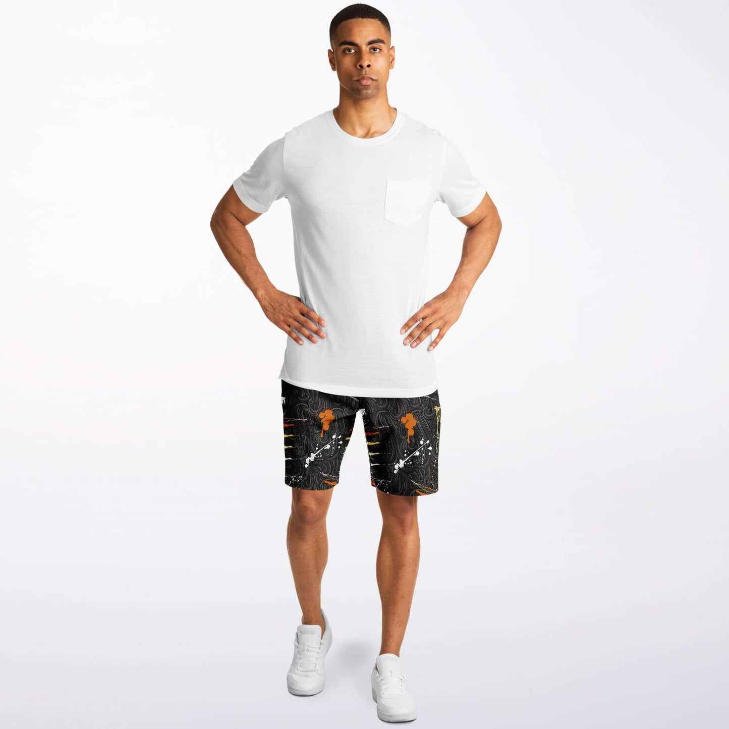 65 MCMLXV Men's LGBT Bear Pride Flag Scratches and Splatter Fur Print Short - 65mcmlxv