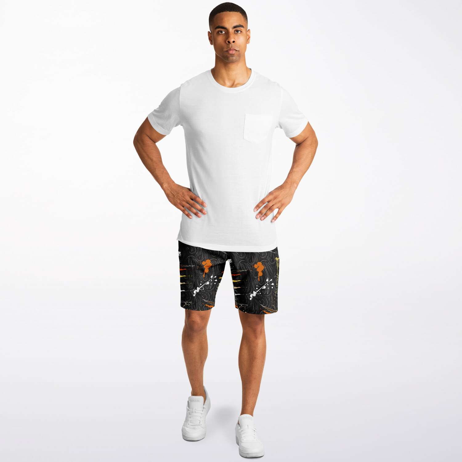 65 MCMLXV Men's LGBT Bear Pride Flag Scratches and Splatter Fur Print Short - 65mcmlxv