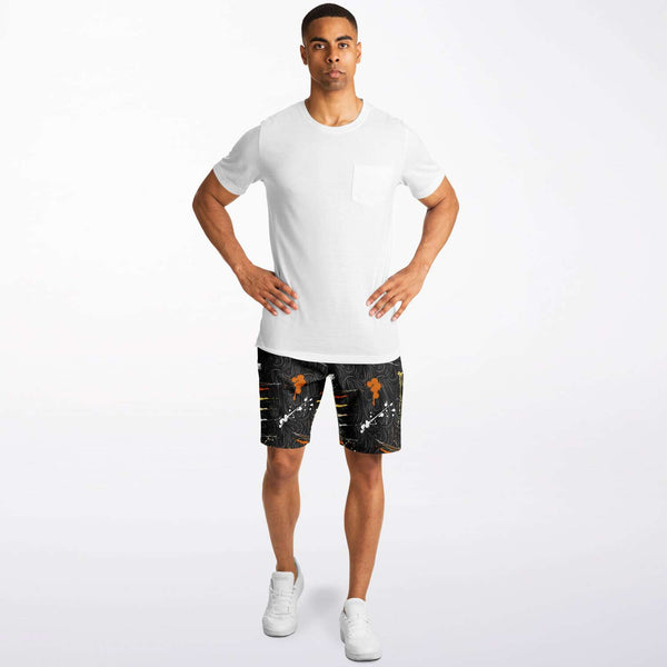 65 MCMLXV Men's LGBT Bear Pride Flag Scratches and Splatter Fur Print Short - 65mcmlxv