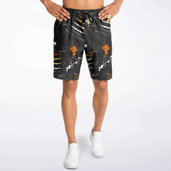 65 MCMLXV Men's LGBT Bear Pride Flag Scratches and Splatter Fur Print Short - 65mcmlxv