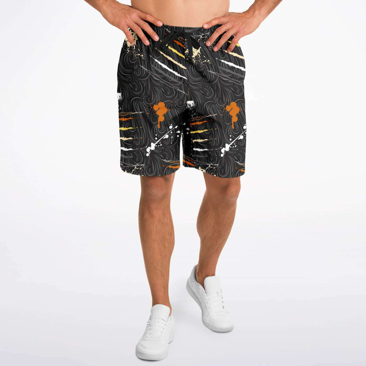 65 MCMLXV Men's LGBT Bear Pride Flag Scratches and Splatter Fur Print Short - 65mcmlxv