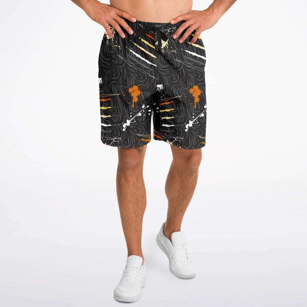 65 MCMLXV Men's LGBT Bear Pride Flag Scratches and Splatter Fur Print Short - 65mcmlxv