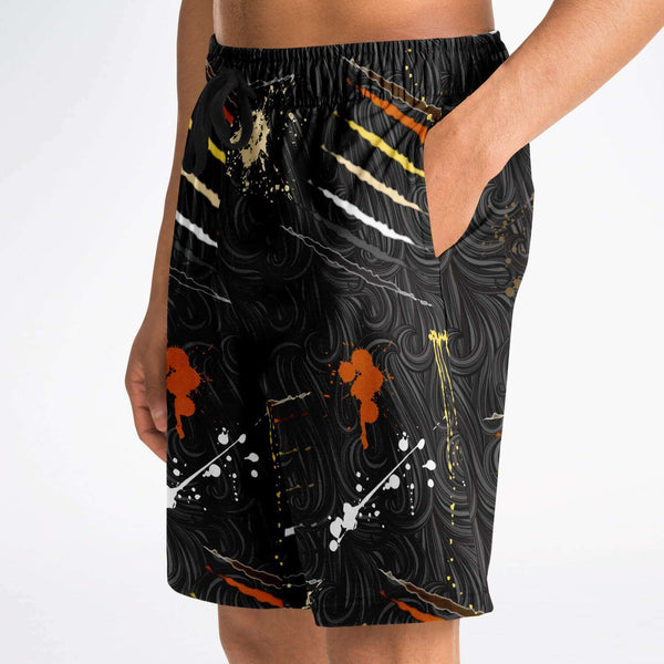 65 MCMLXV Men's LGBT Bear Pride Flag Scratches and Splatter Fur Print Short - 65mcmlxv