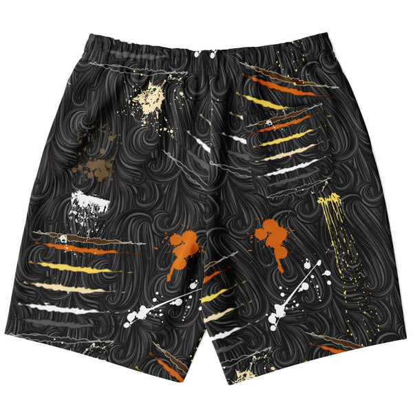 65 MCMLXV Men's LGBT Bear Pride Flag Scratches and Splatter Fur Print Short - 65mcmlxv