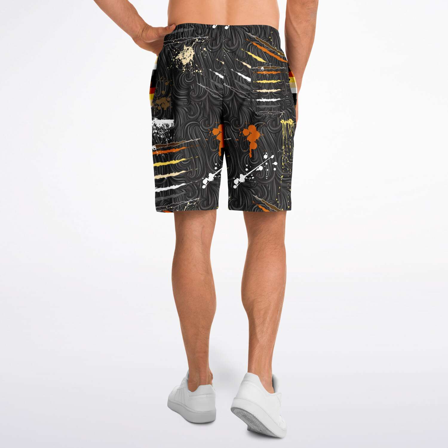 65 MCMLXV Men's LGBT Bear Pride Flag Scratches and Splatter Fur Print Short - 65mcmlxv