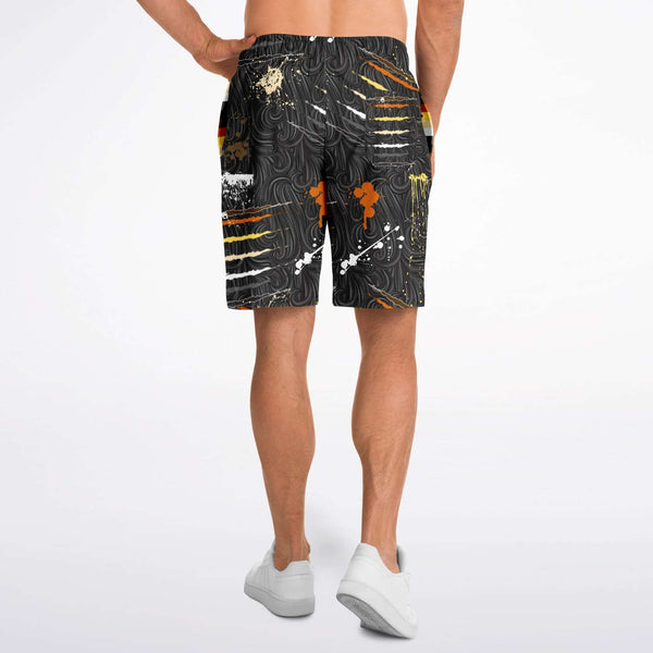 65 MCMLXV Men's LGBT Bear Pride Flag Scratches and Splatter Fur Print Short - 65mcmlxv