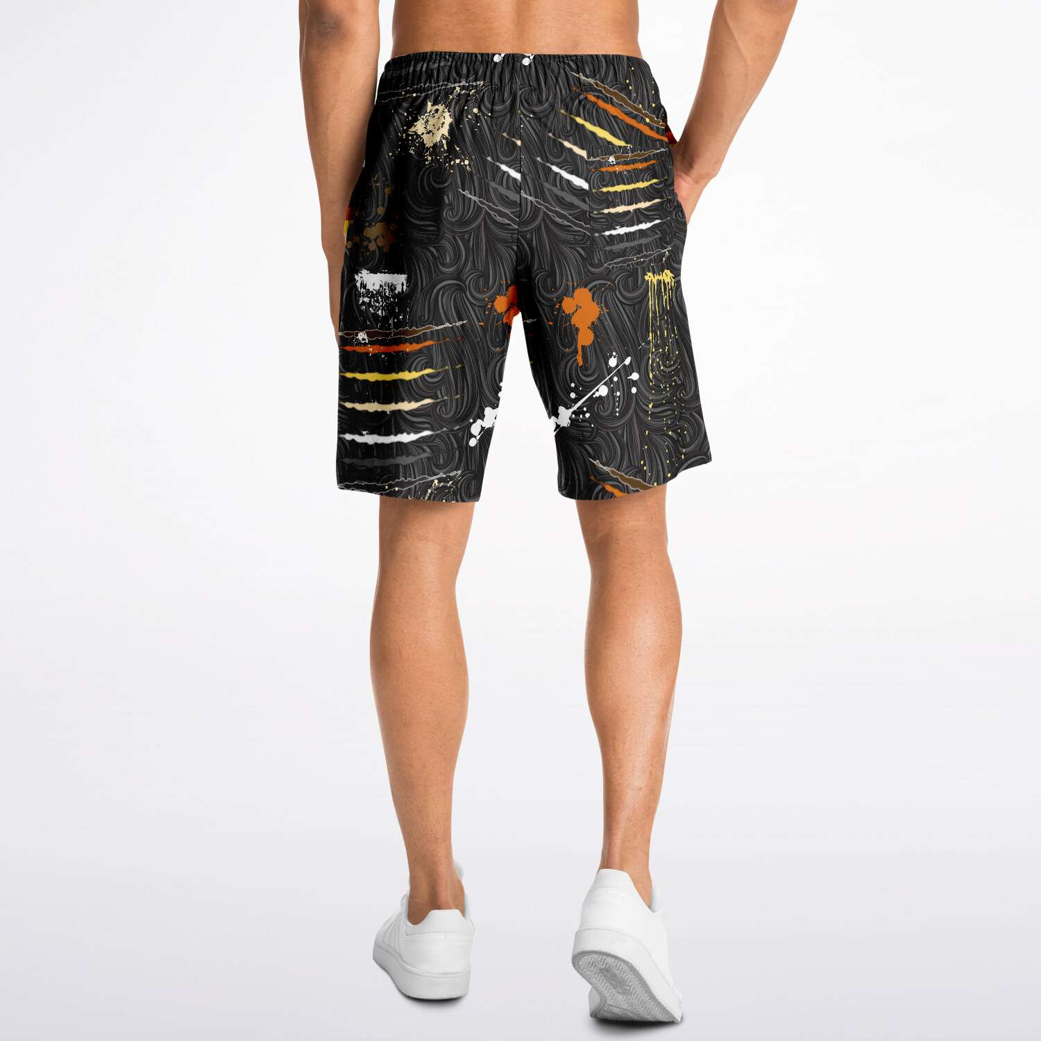 65 MCMLXV Men's LGBT Bear Pride Flag Scratches and Splatter Fur Print Short - 65mcmlxv