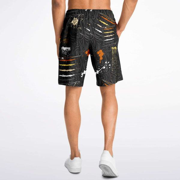 65 MCMLXV Men's LGBT Bear Pride Flag Scratches and Splatter Fur Print Short - 65mcmlxv