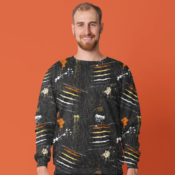 65 MCMLXV Men's LGBT Bear Pride Flag Scratches and Splatter Fur Print Sweatshirt - 65mcmlxv