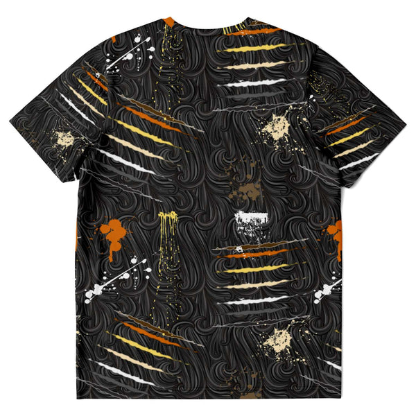 65 MCMLXV Men's LGBT Bear Pride Flag Scratches and Splatter Fur Print T-Shirt - 65mcmlxv